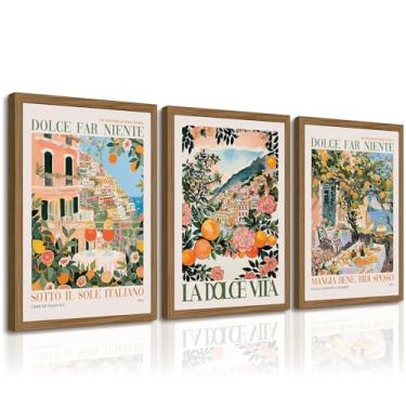 Imagem de Decoração de arte de parede da Costa Amalfitana da Itália Pintura em tela de cidade italiana vintage Itália Viagem Paisagem Poster Imagens Mediterrâneas Alimentos Limão Impressões Arte para Cozinha