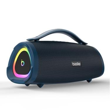 Imagem de Basike Caixa de Som Bluetooth Portátil 160W RMS (200W Pico), TWS Estéreo, EQ, Microfone Integrado, Luzes RGB, IPX6 Resistente à Água, 12h de Bateria para Home Theater, Festa e Exterior – Azul