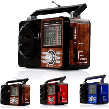 Imagem de Rádio Retrô Vintage Portátil com Bluetooth, AM FM SW, USB SD TF, Lanterna Lateral, Bateria Recarregável, Bivolt,CORES ALEATORIA
