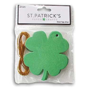 Imagem de Etiquetas de presente de trevo de quatro folhas verdes - 24 unidades - 8 x 8 cm