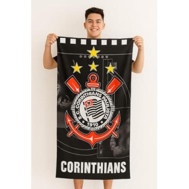 Imagem de toalha de banho grande 1,40x70cm praia piscina time corinthians Timão gaviões da fiel