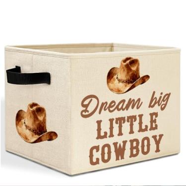 Imagem de HSIASHENG Caixa de armazenamento de berçário de cowboy ocidental com alças, cesto de roupa suja dobrável para crianças, meninos, quarto, banheiro