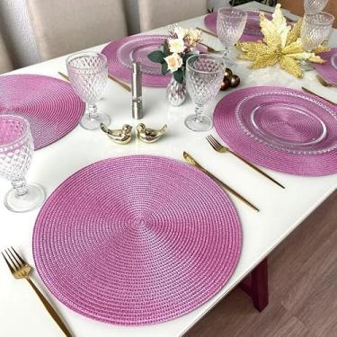 Imagem de KIT 4/KIT 6 Jogo Sousplat Americano Redondo Plástico flexível(KIT 4 PINK)