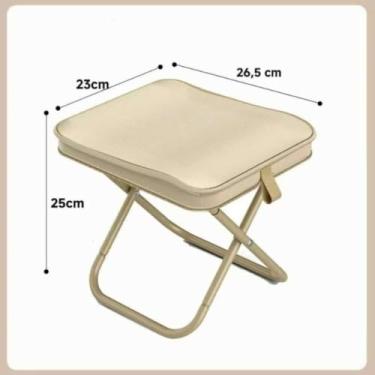 Imagem de Banqueta Dobrável de Alumínio para Camping, Banquinho Portátil Leve com Bolsa com Zíper, Banco Resistente para Pesca, Praia e Viagem(bege)