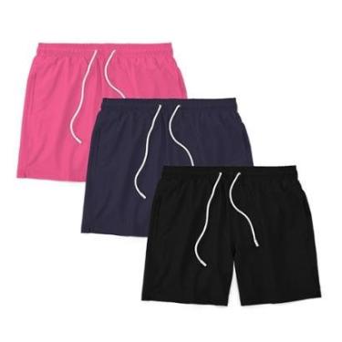 Imagem de Kit 3 Shorts Masculino Liso Básico Bermuda Tactel Água Praia Treino Academia Corrida-Masculino