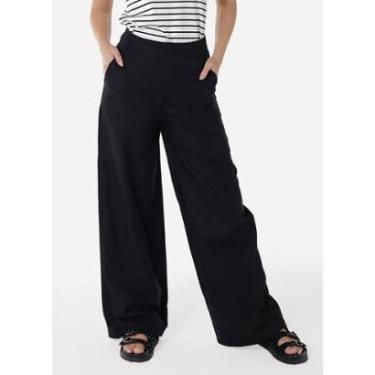 Imagem de Calça de Linho Preta Pantalona Alfaiataria Feminina Sob-Feminino