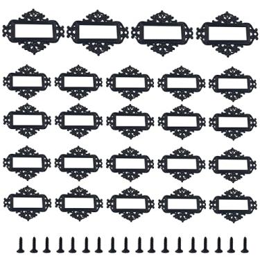 Imagem de Runseaway 24 peças de porta-etiquetas vintage de liga de zinco, molduras pretas com cadarço para etiqueta para organização de gaveta de armário de arquivos de biblioteca de escritório