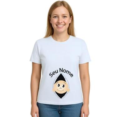 Imagem de Camiseta Bebê Na Barriga Grávida Estampa Personalizada - Use P4, Branc