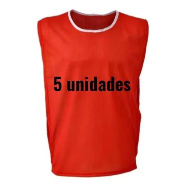 Imagem de Kit 5 Colete Futebol Esportivo Treino P Vermelho/M Juvenil