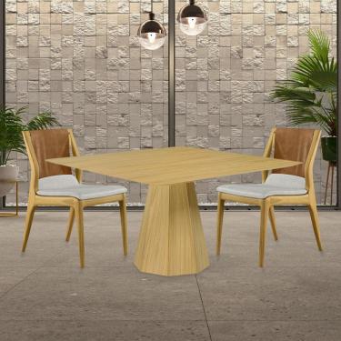 Imagem de Mesa Sala de Jantar 4 Lugares 150cm Tampo Quadrado Talocan Freijó - Gran Belo