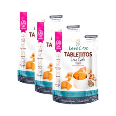 Imagem de Kit 3X: Biscoito Tabletito Original Low Carb Leve Crock 90g