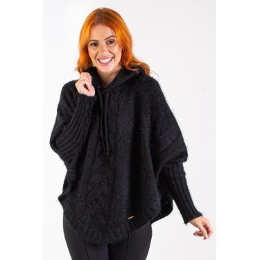 Imagem de Poncho feminino de malha com trança 60012