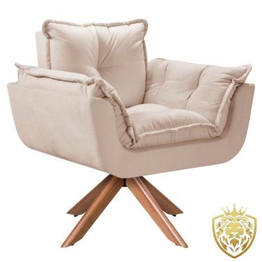 Imagem de Poltrona Opalla Giratória Madeira Suede D Salla Bege