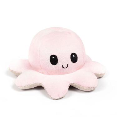 Imagem de Polvo Reversível Humor De Pelúcia Feliz Triste Rosa / Cinza