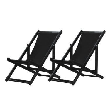 Imagem de Kit 2 Espreguiçadeiras Dobrável Black Sb-preto
