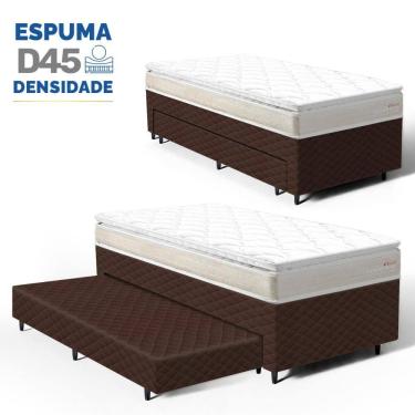 Imagem de Cama Box com Colchão de Espuma D45 Pillow Top Ortopédico Domo + Auxiliar de Espuma Unique Solteiro 88cm