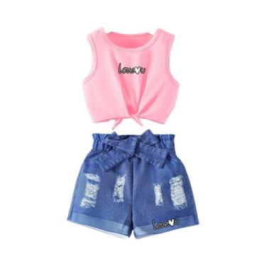 Imagem de Conjunto De Shorts E Colete Com Estampa Tie-dye Para Meninas, Conjunto