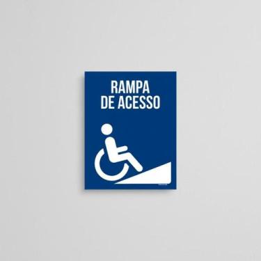Imagem de Placa Acm Rampa De Acesso Azul Ml325 18X23 - Sinalizo
