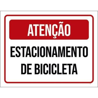 Imagem de Kit 3 Placas Sinalização - Atenção Estacionamento Bicicleta - Sinalizo