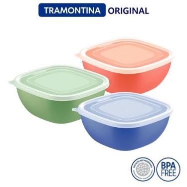 Imagem de Pote Tramontina MixColor com Tampa Transparente - 2 Litros - 3 peças