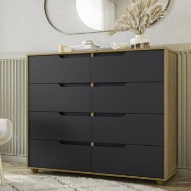 Imagem de Cômoda Doble com 8 Gavetas - Natural/Titanium - Albatroz Móveis, Natur