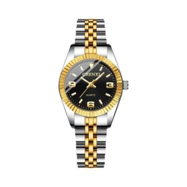 Imagem de Relógio De Pulso Feminino De Quartzo De Luxo Em Aço Inoxidável Dourado