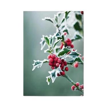 Imagem de Pintura Em Tela De Bola De Natal Com Floco De Neve E Azevinho Fosco Pa