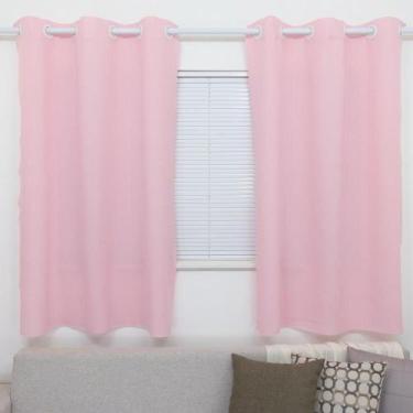Imagem de Cortina Rosa-Bebê Janela Sala E Quarto 2,20 X 1,50 Varão - Fabritex