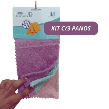 Imagem de Kit 3 Panos Microfibra Multiuso Automotivo Casa 30X30cm - Novo Seculo