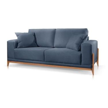 Imagem de Sofá Paris 3 Lugares Suede Azul 2,10m Confortável Sala - Poltjá Moveis