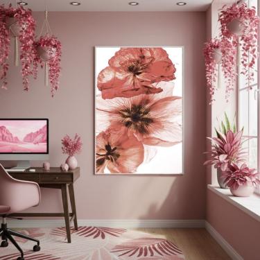 Imagem de Quadro Decorativo Flor Âmbar 70x50cm Mold Branca