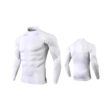 Imagem de Camiseta De Compressão Masculina De Manga Longa Com Gola Alta, Secagem