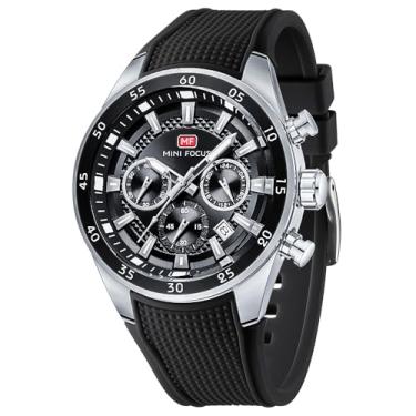 Imagem de MINI Focus Relógio de pulso masculino casual exclusivo (cronógrafo/à prova d'água/luminoso/calendário/24 horas) relógios modernos de pulseira de silicone para homens, Preto