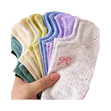 Imagem de Meias Soquete Unissex Respiráveis Invisíveis Pretas Lisas De Cano Baix