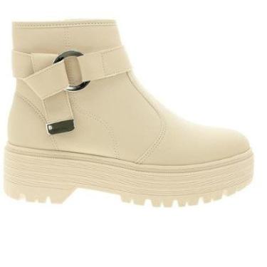 Imagem de Bota Feminina Moda Fivela Napa Moleca - Branco Off 52626-Feminino
