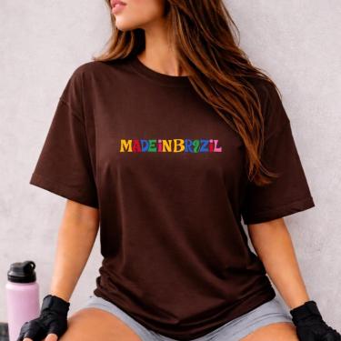 Imagem de Camiseta Oversized Blusão Brasil Made In Brazil Estilosa 2026 Feminina 100 Algodão-Feminino