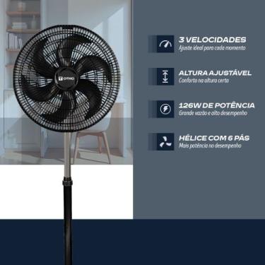 Imagem de Ventilador 40Cm De Coluna Turbo 126W Preto 220V - OTMO, 220V