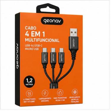Imagem de Cabo 4 Em 1 Multifuncional Usb-A Usb-C Micro Usb