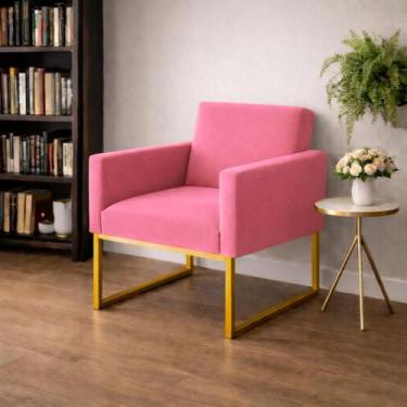 Imagem de Poltrona Decorativa Reforçada Para Sala De Espera - Móveis Mafer, Rose