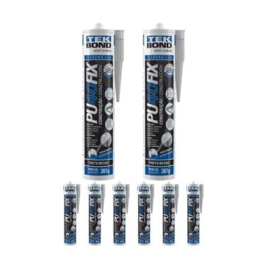 Imagem de Kit 8 Adesivo Pu40 Fix Preto Cartucho 387g Tekbond - Tek Bond