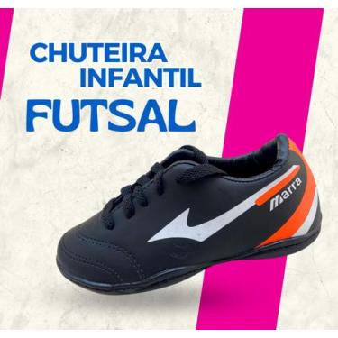 Imagem de Chuteira infantil marra do 24 ao 33, Preto, Laranja futsal, 25