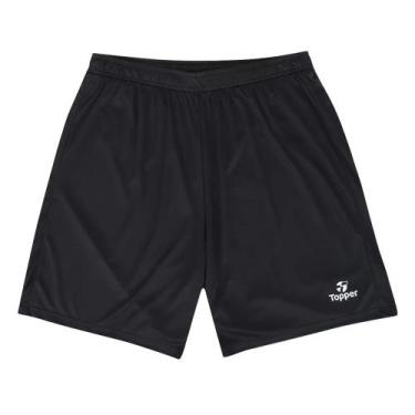 Imagem de Calção Masculino Topper Fut Classic Plus Size Preto, Preto, 3G