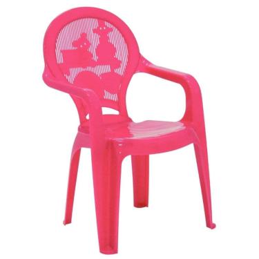 Imagem de Jogo 12 Cadeiras Infantis em Plástico Tramontina Catty Rosa Estampado 38x36x56cm Creche Escolinha