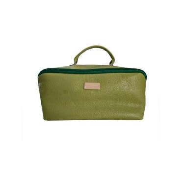 Imagem de Necessaire Porta Maquiagem Lorena com Zíper em Couro Legítim - Genéric