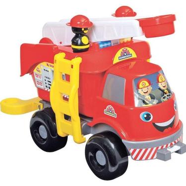 Imagem de Caminhão de Brinquedo de Bombeiros Grande com Som e Escada Telescópica Giratória Vermelho Mercotoys