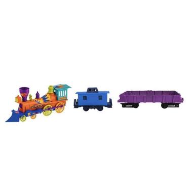 Imagem de Brinquedo Locomotiva com 2 Vagões Rodas Livres para Movimento Suave e Adesivos para Personalização Gulliver