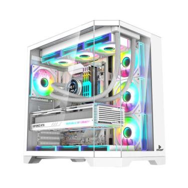 Imagem de Gabinete Gamer Branco Vidro Temperado vem com 7 Fans RGB Controladora 