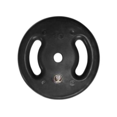 Imagem de Anilha Ferro Fundido Injetada Alça Lateral 10kg Treino Funcional Preta