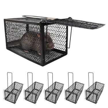 Imagem de Ratoeira Gaiola Grande Kit 5 Uni Pega Roedores Camundongos Ratazana Rato Captura Protecao Casa Jardim Lixeiras