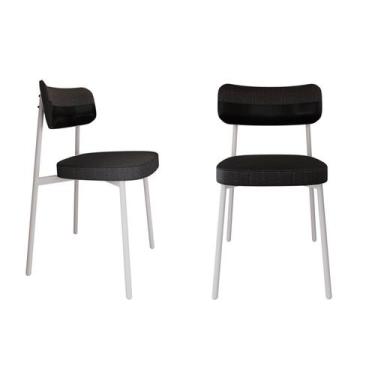 Imagem de Cadeira Alloa Fixa com 4 Pés 50 x 44,7 x 83,8 cm com 2 Unidade Preto -